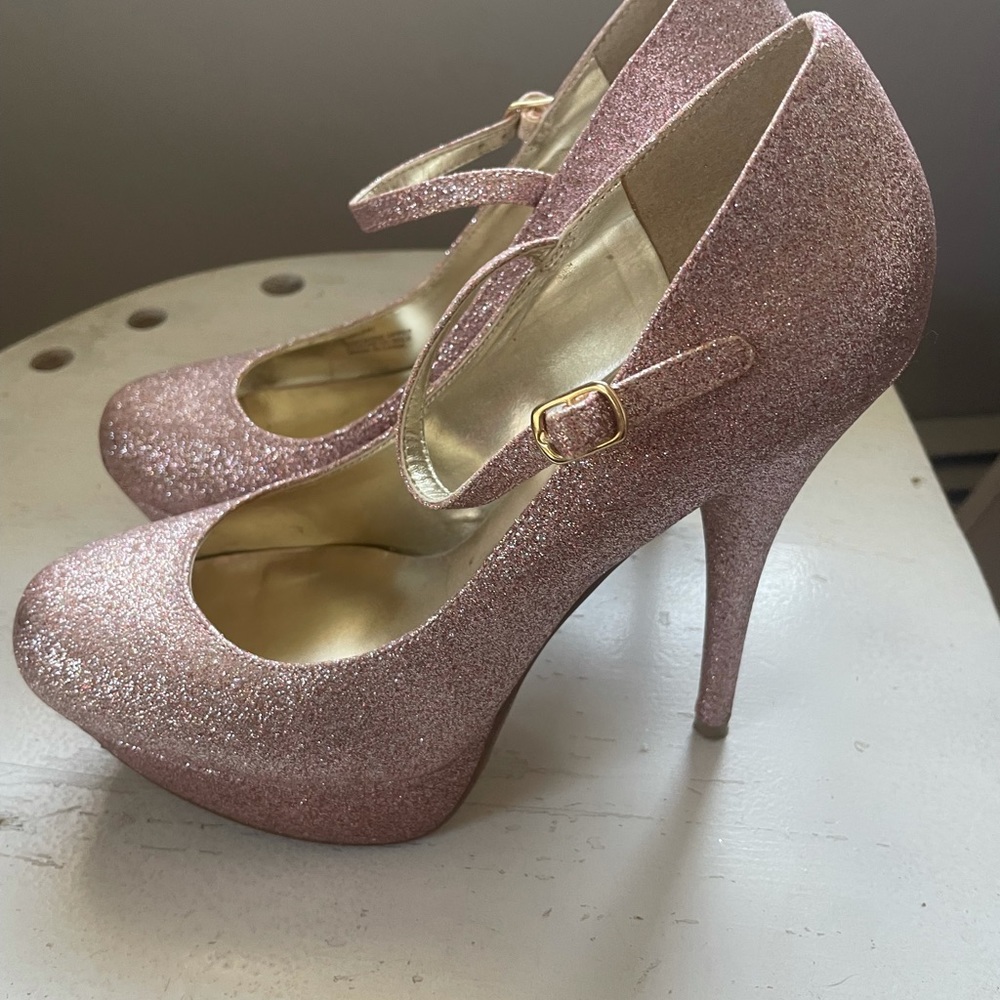 Steve Madden P-Valeri Pink Glitter Mary Janes